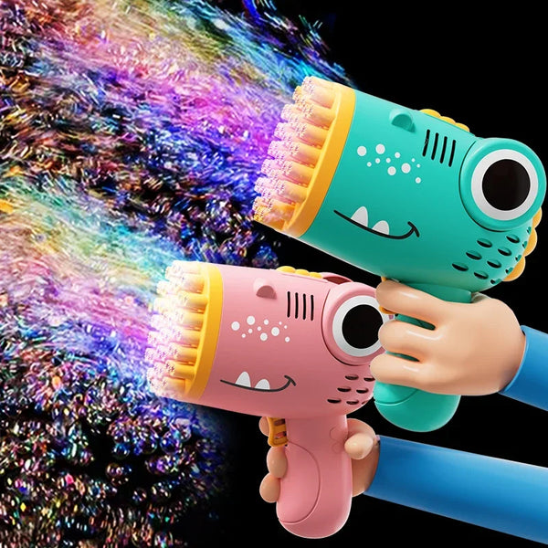 40-Hole Electric Dinosaur Bubble Gun – Handheld Outdoor Party Toy (No Bubble Solution Included)