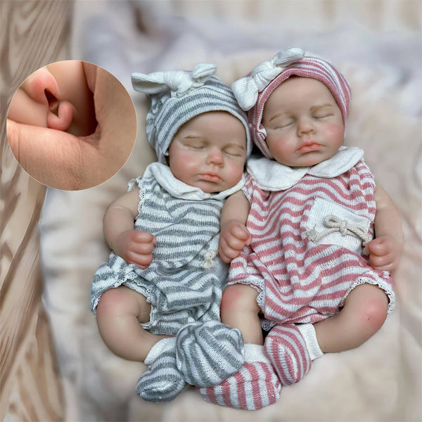 13" Full-Body Solid Silicone Reborn Baby Doll Loulou – Open Mouth, Handmade & Painted